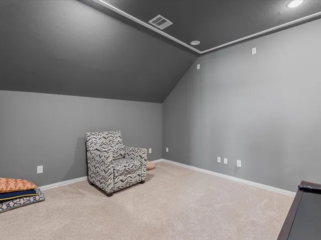 an empty room with a workbench