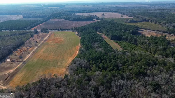 an aerial view of a house