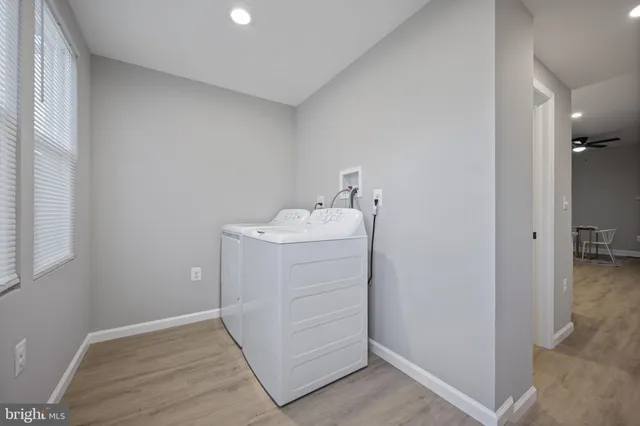 a room with a dresser