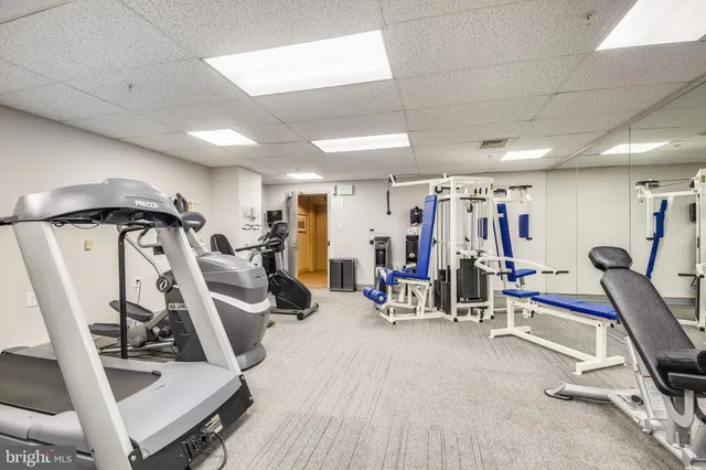 a view of a room with gym equipment