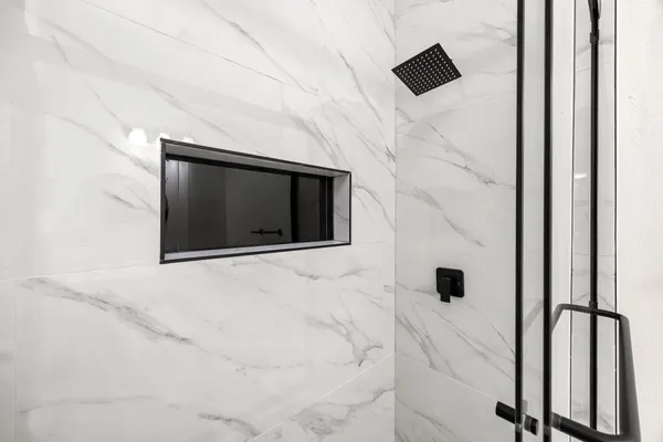 a bathroom with a shower