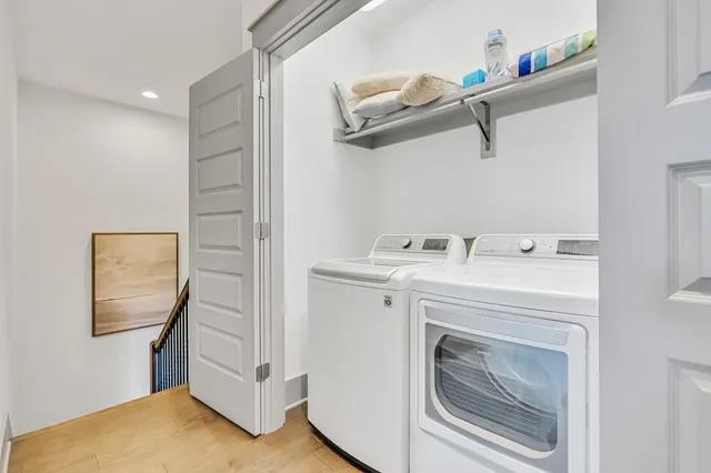 a utility room with dryer and washer