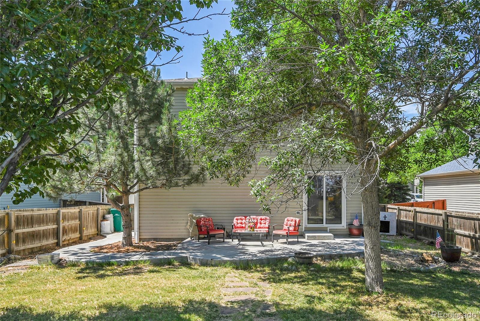 1489 Hummingbird Circle Brighton, CO 80601 - Photo 25 of 46 a view of a house with pool and trees in the background