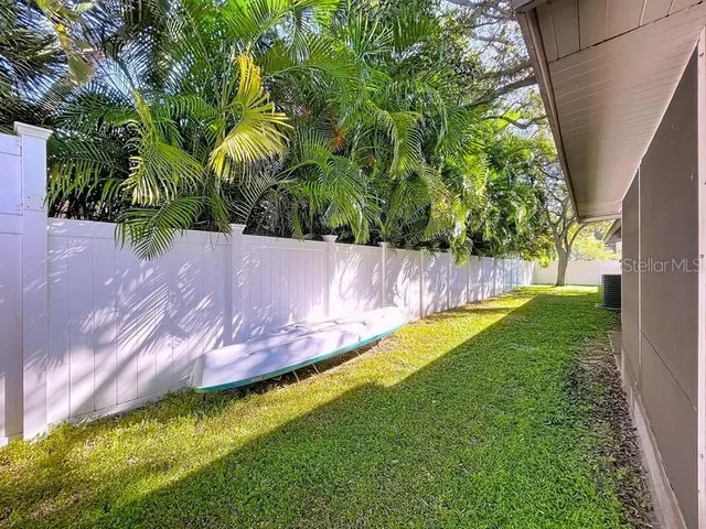 a view of a backyard with plants