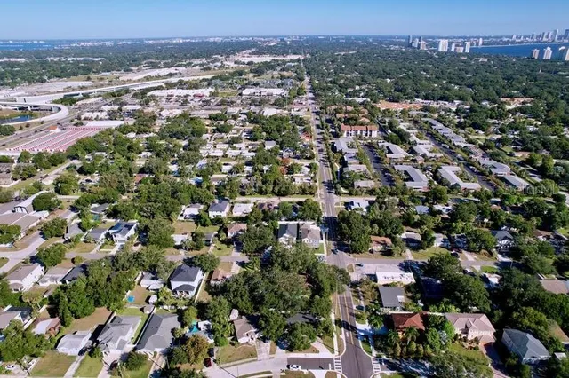 an aerial view of a city