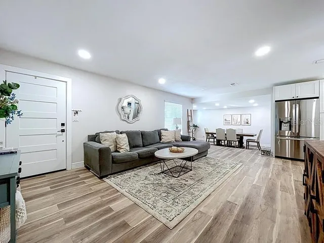 a living room with furniture