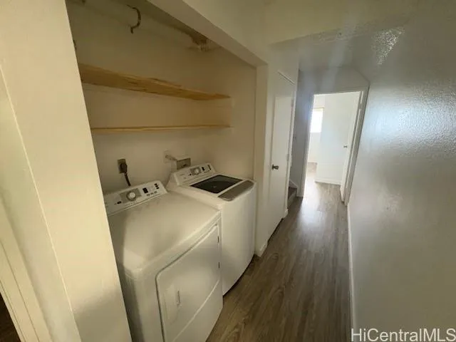 a storage room with wooden floor