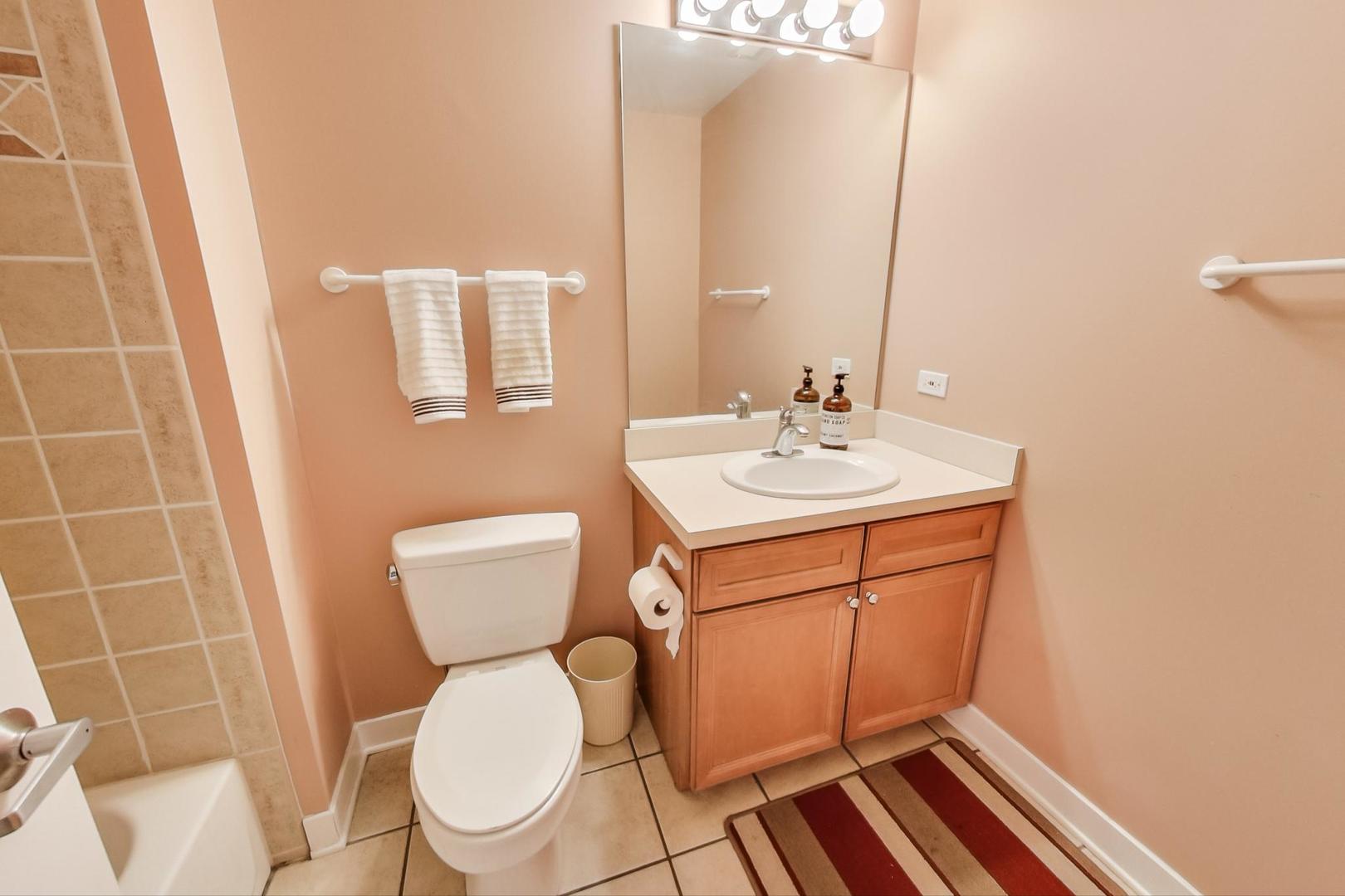 811 West 15th Place, Unit 606 Chicago, IL 60608 - Photo 17 of 22 a bathroom with a toilet a sink and a mirror