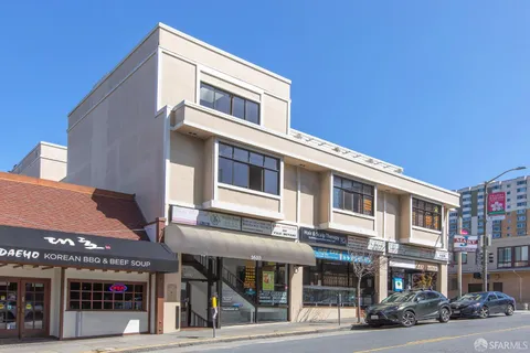 a front view of a building with street