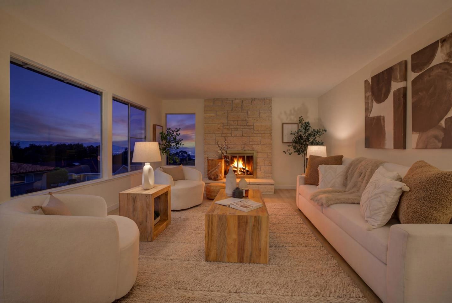 1250 Tuolumne Road Millbrae, CA 94030 - Photo 3 of 56 a living room with furniture a lamp and a fireplace