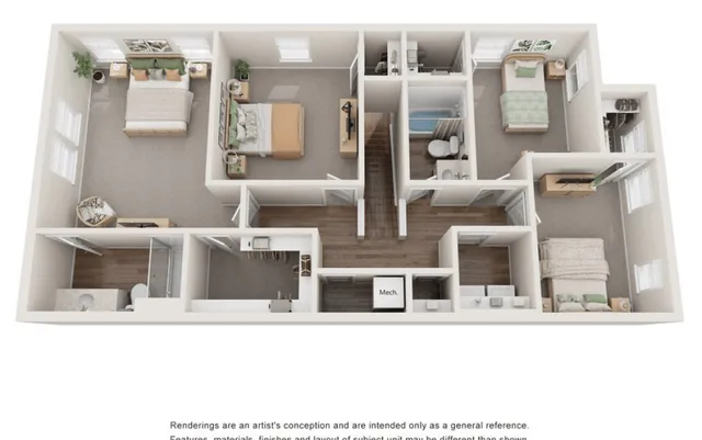 an aerial view of a house with a garden and trees