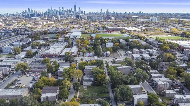 an aerial view of multiple house