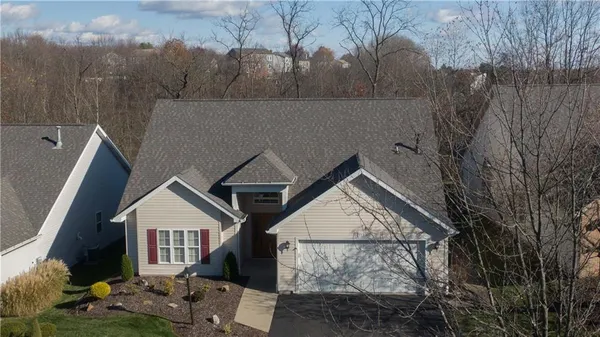 an aerial view of a house