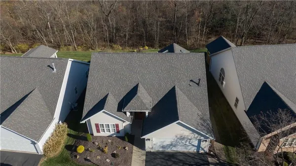 an aerial view of a house