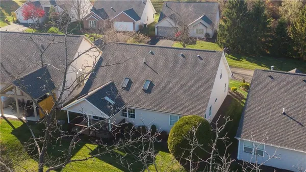 an aerial view of a house