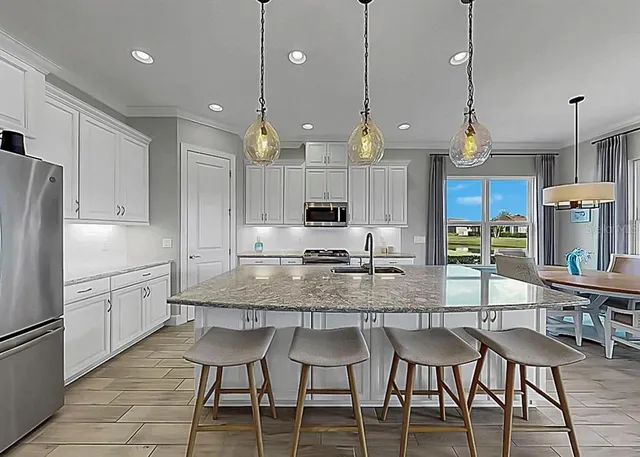 a living room with furniture a potted plant and a rug
