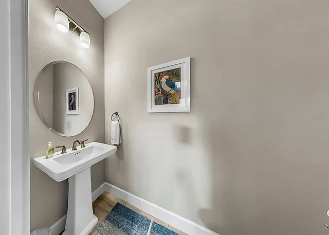 a view of a water with a mountain view