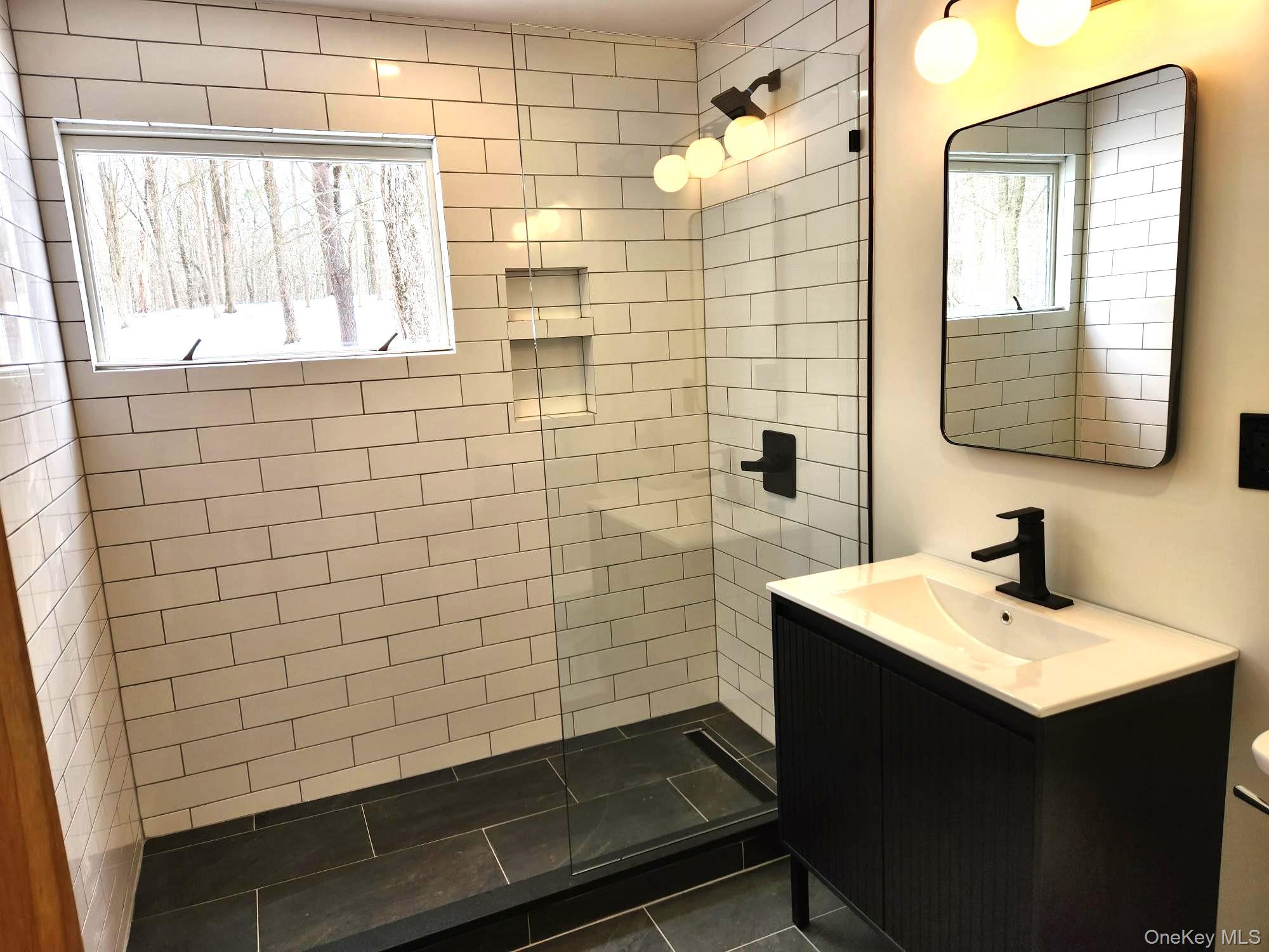 568 River Road Rhinebeck, NY 12572 - Photo 18 of 26 Bathroom featuring vanity, a tile shower, and plenty of natural light
