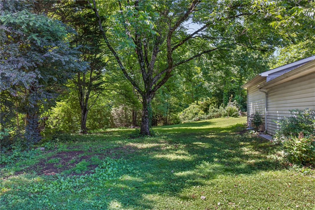 103 Dorsey Lane Walhalla, SC 29691 - Photo 34 of 42 A well-maintained lawn extends to a backdrop of mature, verdant trees, offering a private, natural setting.
