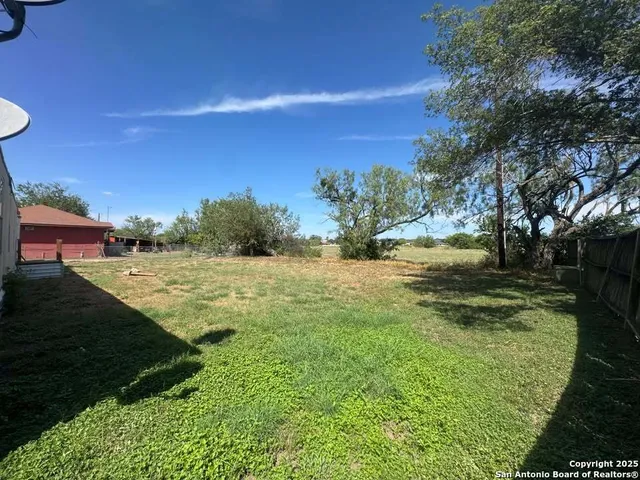 a view of a yard with an trees