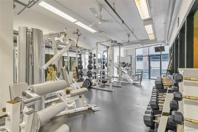 a view of a room with gym equipment