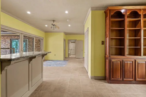 a view of a livingroom with a staircase