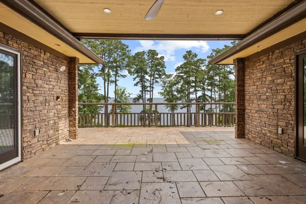 a view of a wooden deck
