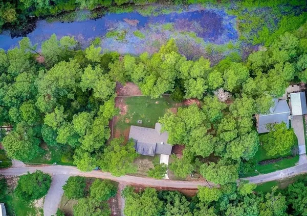 an aerial view of a house