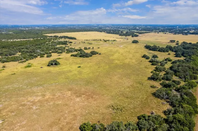 a view of yard with swimming pool and trees in the background