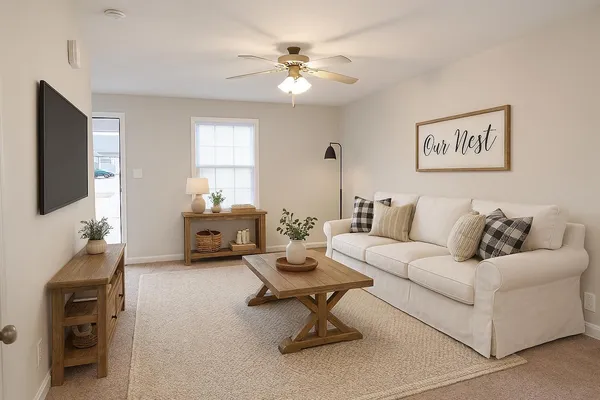 a living room with furniture and a flat screen tv