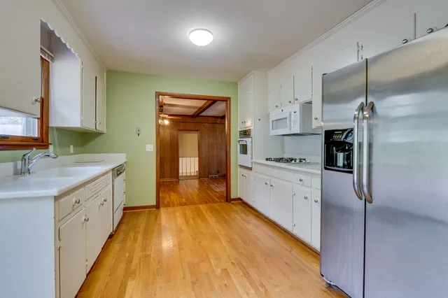 a view of a room with racks on the wall