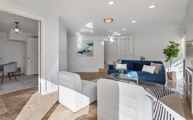 a view of a golf course with a garden