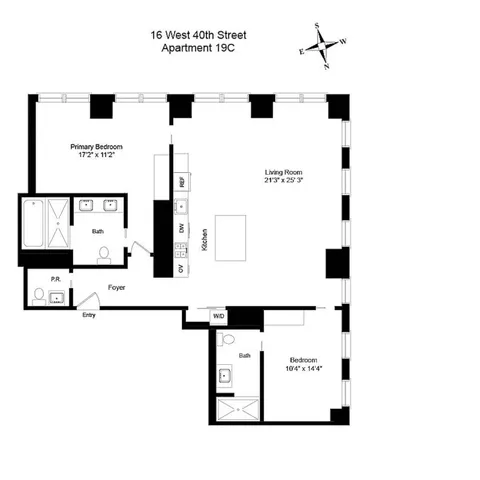 $2,690,000 | 16 West 40th Street, Unit 19C | Bryant Park