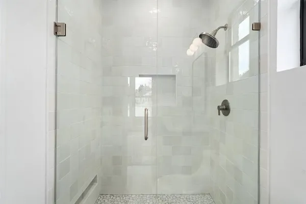 a bathroom with a shower