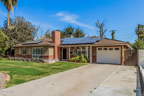 a view of a park with large trees