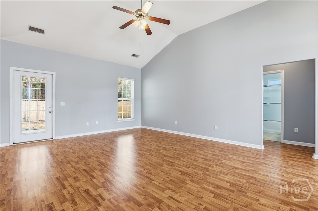 127 Pine View Crossing Pooler, GA 31322 - Photo 7 of 37 Living Room Has Vaulted Ceiling, Ceiling Fan! Door Leads To Covered Patio!