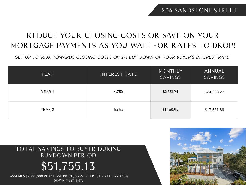 204 Sandstone Street Santa Rosa Beach, FL 32459 - Photo 2 of 80 Seller Incentive