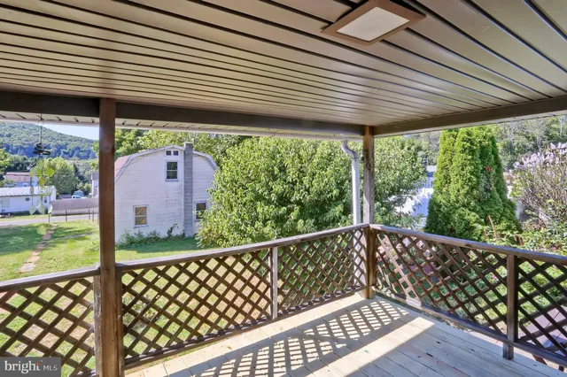 a view of a wooden deck