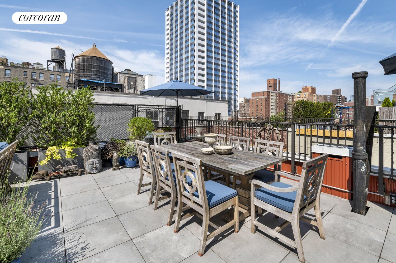 150 West 87th Street, Unit PHS Manhattan, NY 10024 - Photo 9 of 16 a view of a patio with table and chairs and potted plants