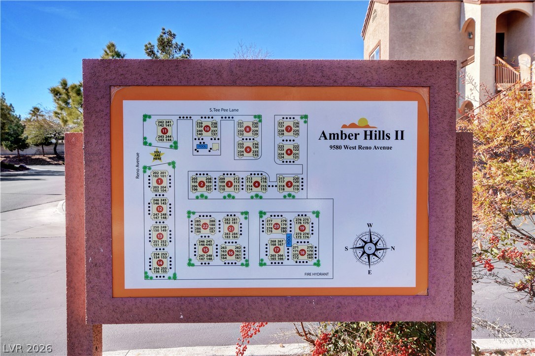 9580 West Reno Avenue, Unit 134 Las Vegas, NV 89148 - Photo 34 of 41 A community map provides directional information for visitors and residents, showcasing Amber Hills II.