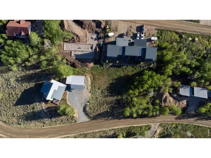 an aerial view of a house