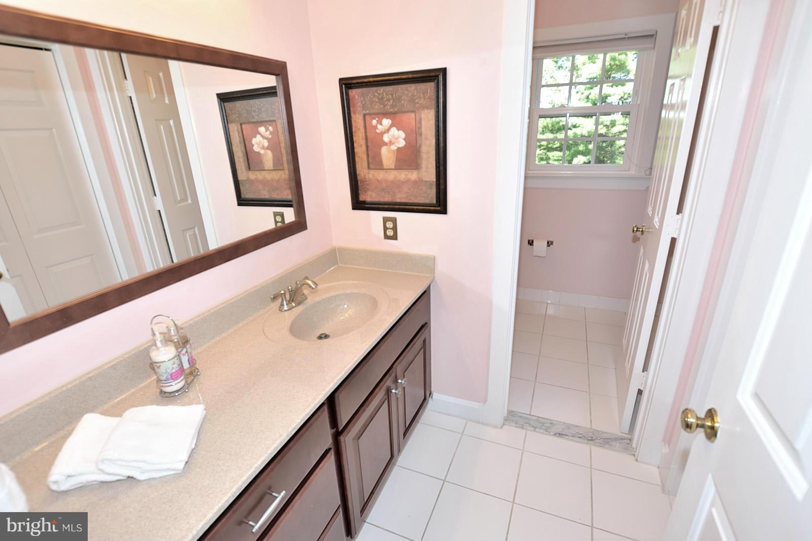 2805 Rifle Ridge Road Oakton, VA 22124 - Photo 23 of 30 a bathroom with a double vanity sink and a mirror