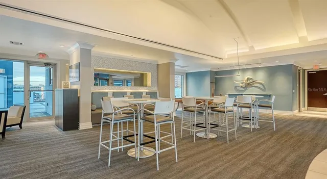 a dining room with furniture