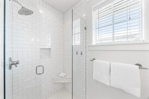 a bathroom with a shower