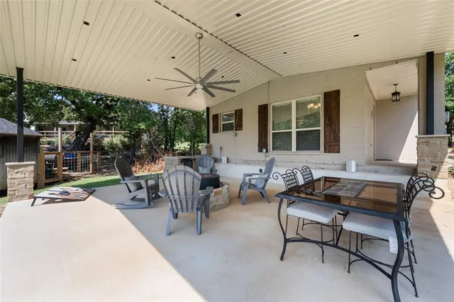 a outdoor living space with furniture