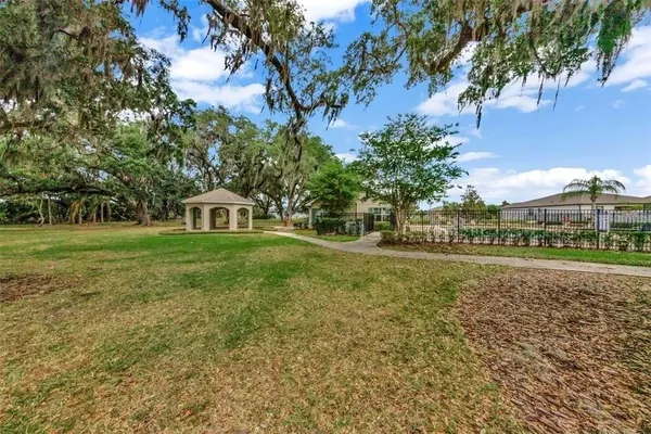 a view of a lake with a terrace