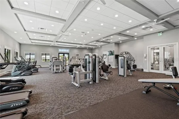 a view of a room with gym equipment
