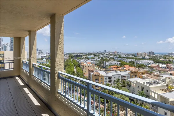 a view of city from a balcony