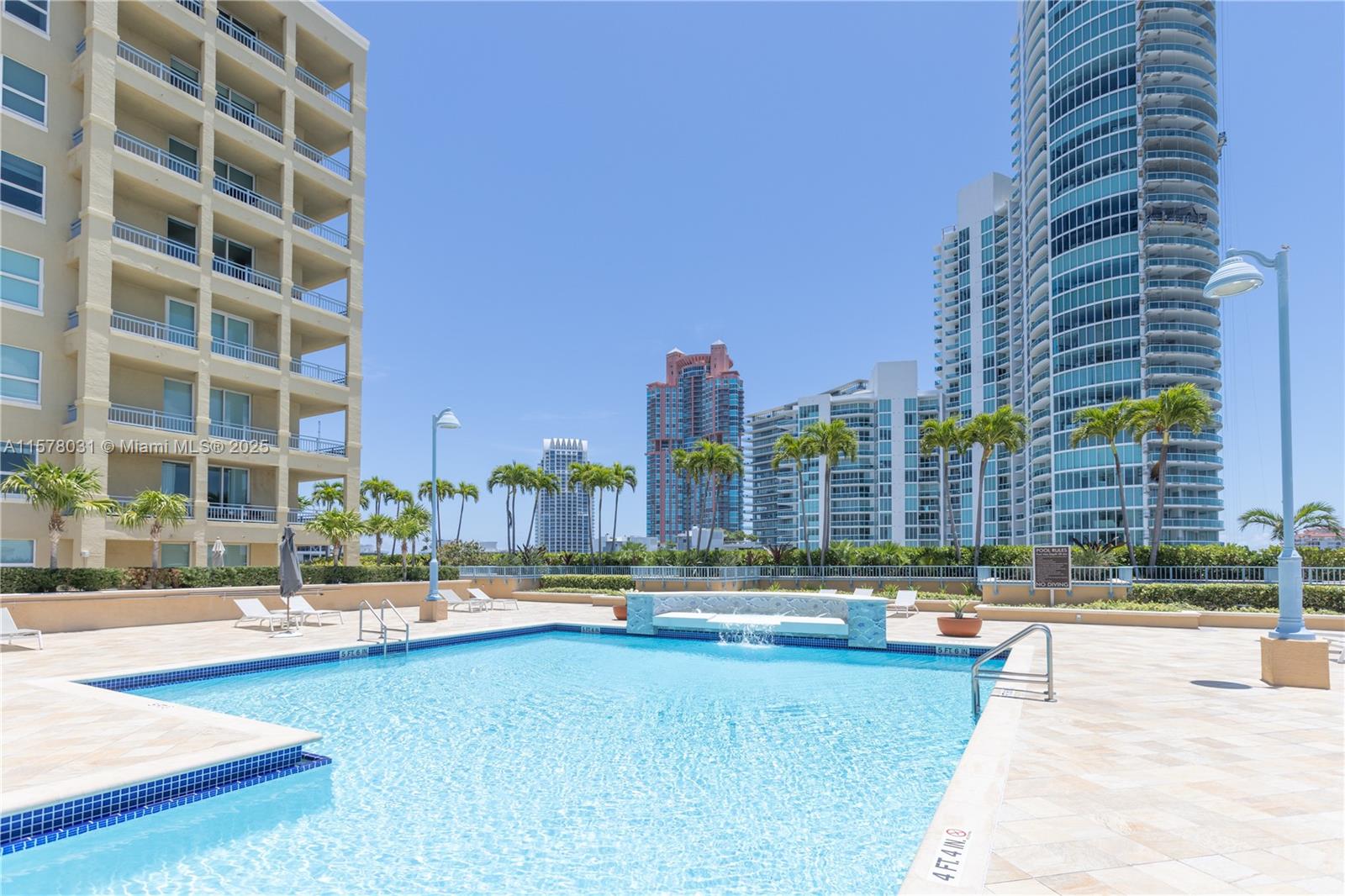 90 Alton Road, Unit 1411 Miami Beach, FL 33139 - Photo 26 of 36 a view of swimming pool with outdoor space and tall buildings