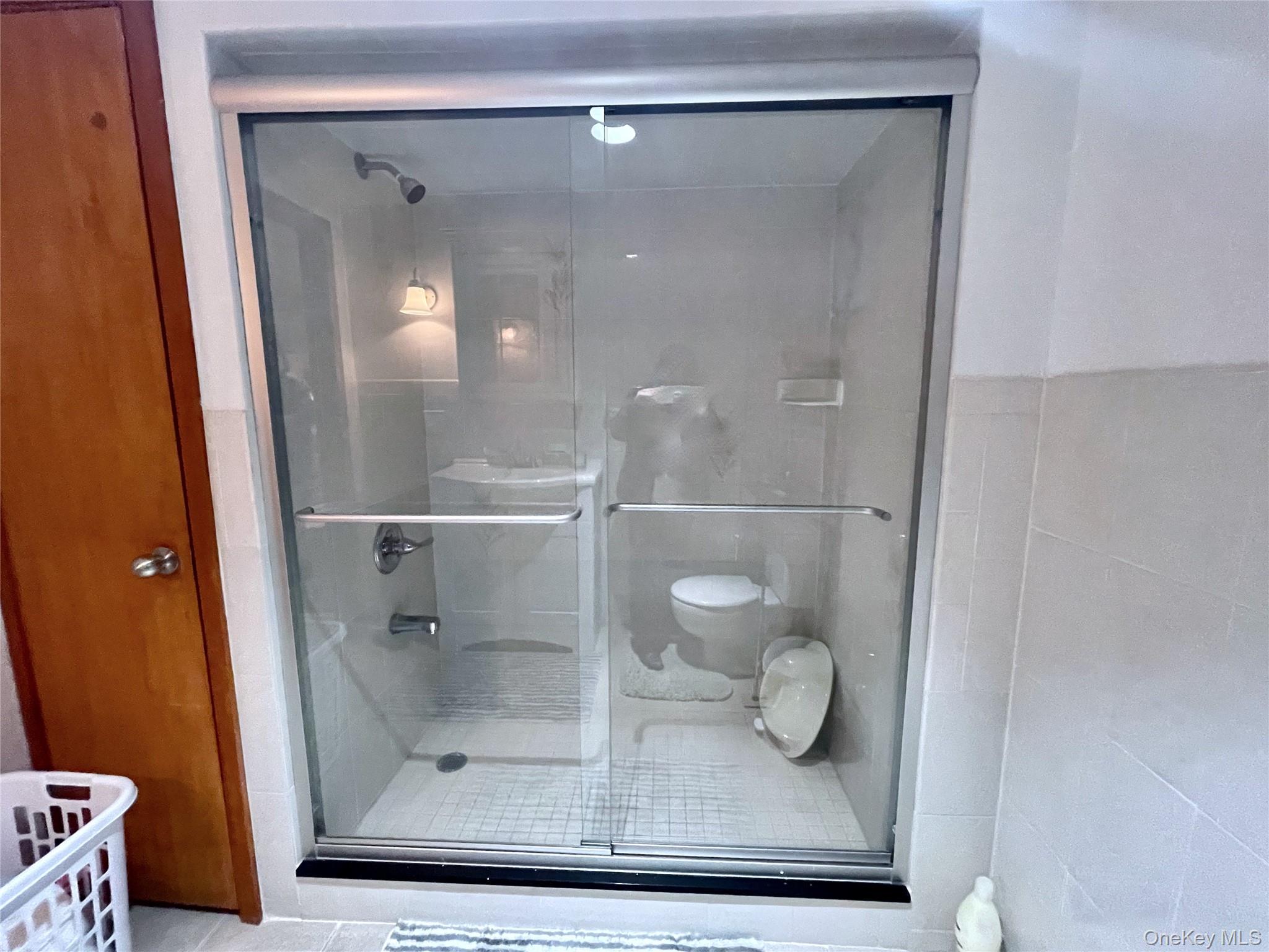 169 Old Mamaroneck Road, Unit B1 White Plains, NY 10605 - Photo 6 of 11 a bathroom with a shower a mirror and toilet